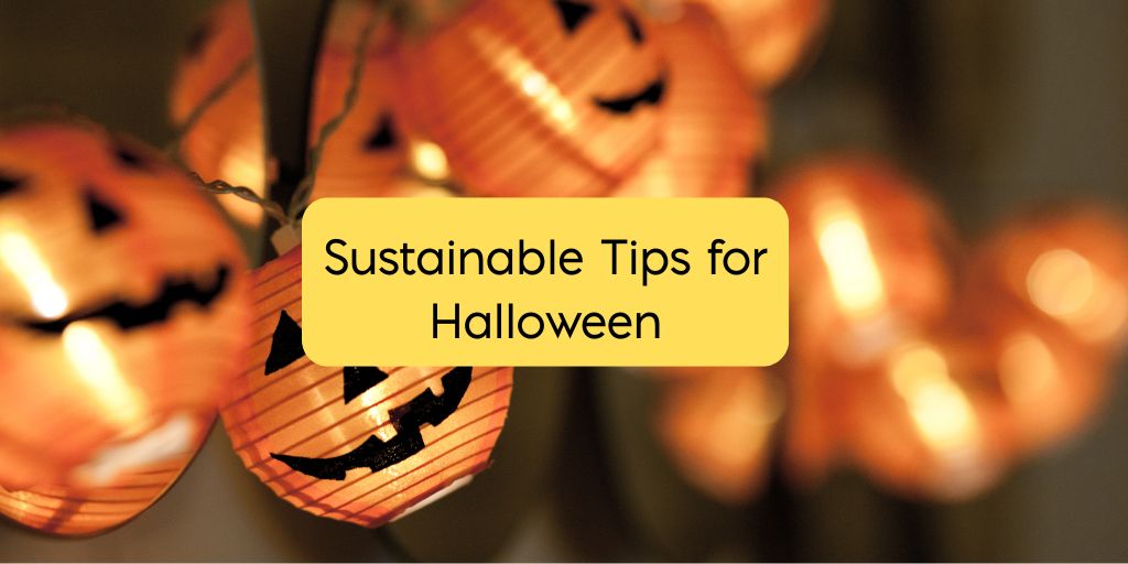 Jack o lantern lights Text: Sustainable Tips for Halloween
