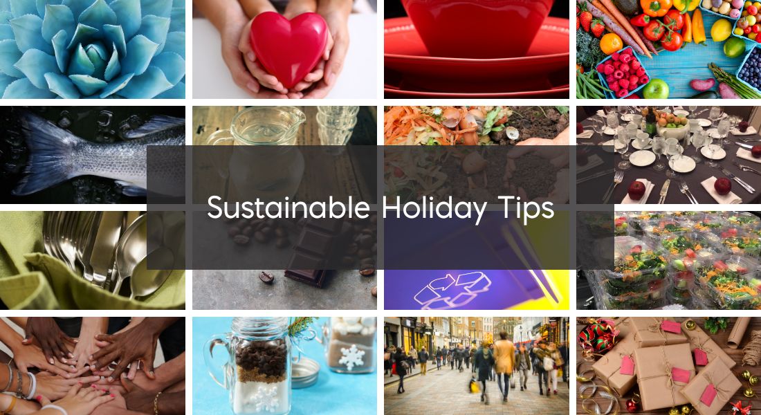 A collage of photos for Sustainable Holiday Tips
