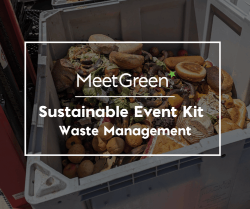 Food waste in a bin Text: Sustainable Event Kit - Waste Management