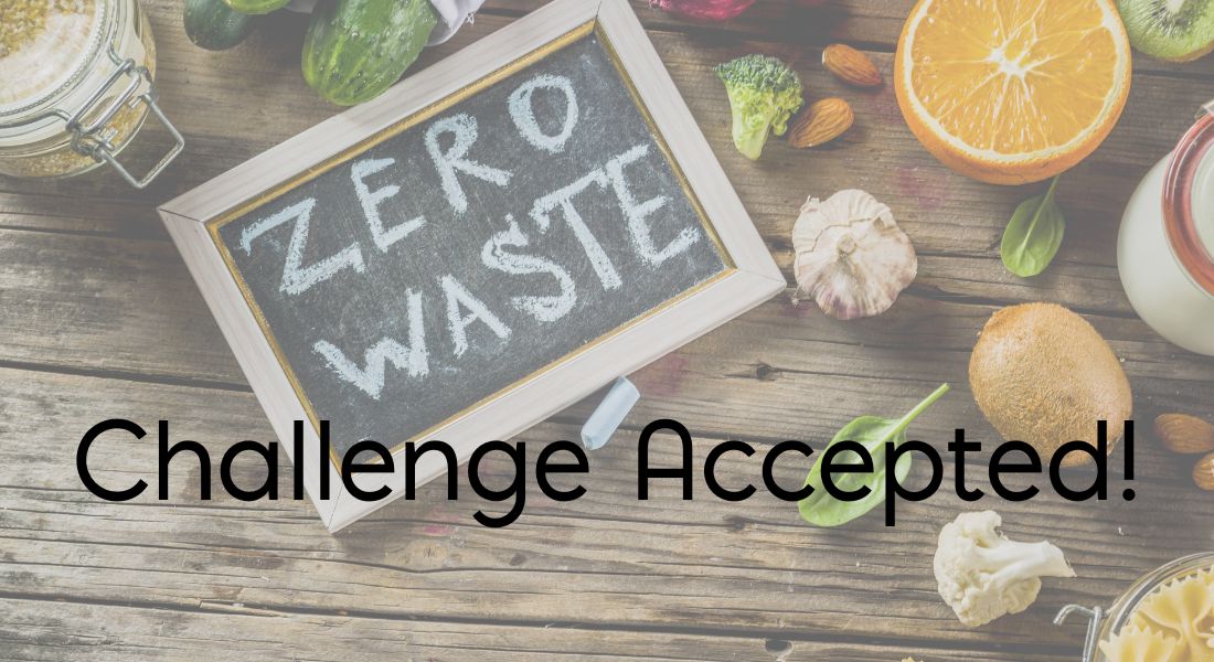 Fruits and vegetables with a chalk board: zero waste