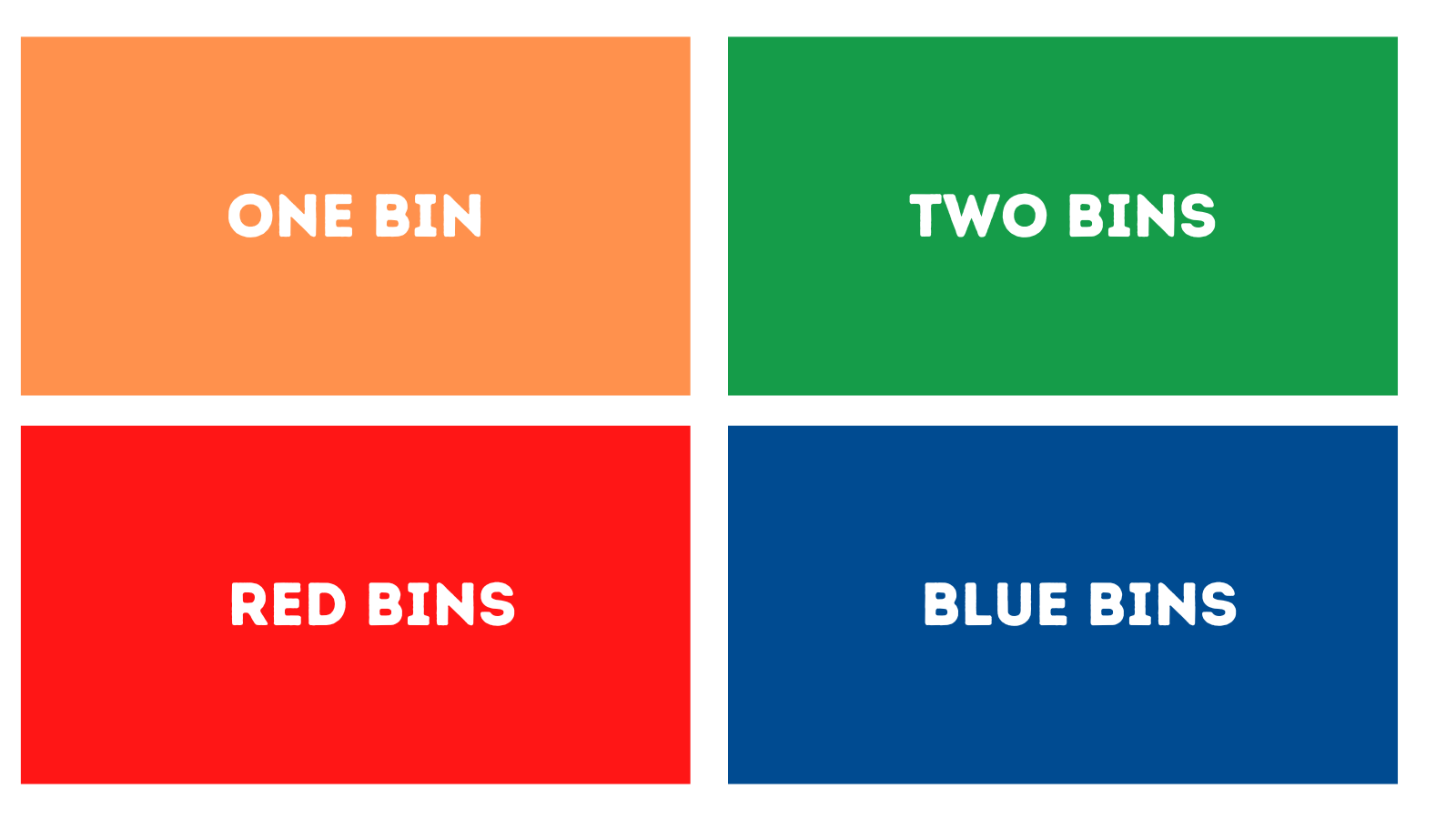 One Bin Two Bins Red Bins Blue Bins Banner