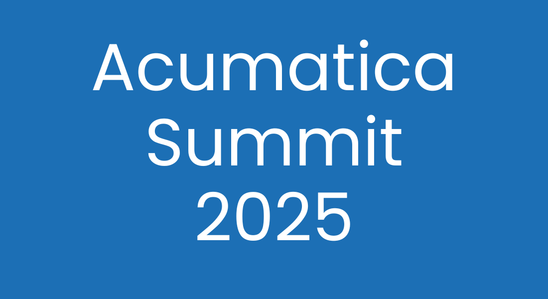 Blue background Text: Acumatica Summit 2025